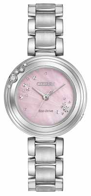Citizen Womens Eco-Drive Six Diamonds Pink Dial WR50 EM0460-50N Citizen Womens Eco-Drive Six Diamonds Pink Dial WR50 EM0460-50N