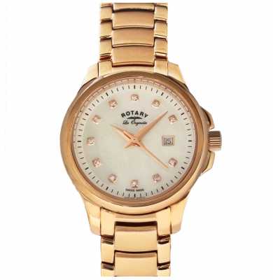 Rotary Womans Rose Gold Plated Strap Pearl Dial LB90120/41 Rotary Womans Rose Gold Plated Strap Pearl Dial LB90120/41