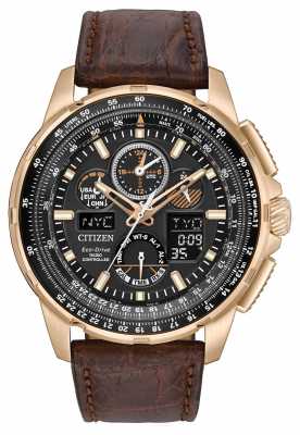 Citizen Eco-Drive Limited Edition Skyhawk A.T Brown Strap Gold Plate JY8056-04E Citizen Eco-Drive Limited Edition Skyhawk A.T Brown Strap Gold Plate JY8056-04E