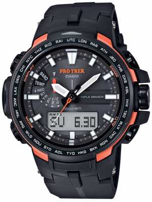 Casio Pro-Trek Mens Barometer Temperature Black Orange PRW-6100Y-1ER Casio Pro-Trek Mens Barometer Temperature Black Orange PRW-6100Y-1ER