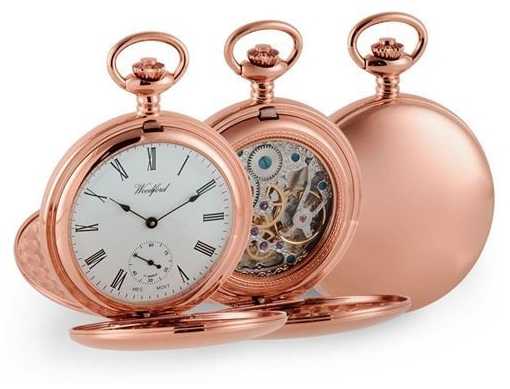 Woodford Double Hunter Rose Gold Mechanical Pocket Watch 1093 Woodford Double Hunter Rose Gold Mechanical Pocket Watch 1093