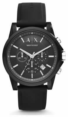 Armani Exchange Mens Black Silicone Strap Black Chronograph Dial AX1326 Armani Exchange Mens Black Silicone Strap Black Chronograph Dial AX1326