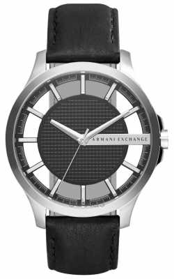 Armani Exchange Mens Black Leather Strap Black Dial Silver Case AX2186 Armani Exchange Mens Black Leather Strap Black Dial Silver Case AX2186
