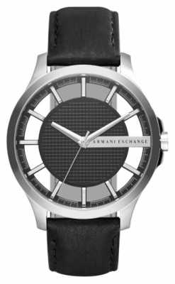 Armani Exchange Mens Black Leather Strap Black Dial Silver Case AX2186 Armani Exchange Mens Black Leather Strap Black Dial Silver Case AX2186