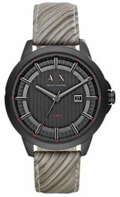 Armani Exchange Mens Grey Leather Strap Black Dial AX2264 Armani Exchange Mens Grey Leather Strap Black Dial AX2264