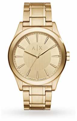 Armani Exchange Mens Gold Plated Stainless Steel Strap Gold Dial AX2321 Armani Exchange Mens Gold Plated Stainless Steel Strap Gold Dial AX2321