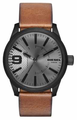 Diesel Mens Brown Leather Strap Silver Dial Black Case DZ1764 Diesel Mens Brown Leather Strap Silver Dial Black Case DZ1764