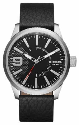 Diesel Mens Black Leather Strap Black Dial Silver Case DZ1766 Diesel Mens Black Leather Strap Black Dial Silver Case DZ1766
