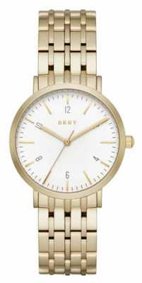 DKNY Womans Stainless Steel Gold Mesh Strap Round White Dial NY2503 DKNY Womans Stainless Steel Gold Mesh Strap Round White Dial NY2503