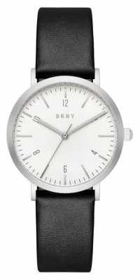 DKNY Womans Black Leather Strap Round White Dial NY2506 DKNY Womans Black Leather Strap Round White Dial NY2506