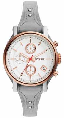 Fossil Womans Grey Leather Strap Round White Chronograph Dial ES4045 Fossil Womans Grey Leather Strap Round White Chronograph Dial ES4045