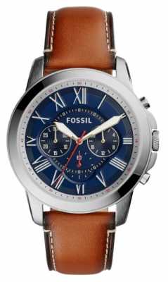 Fossil Mens Brown Leather Strap Blue Dial Stainless Steel Case FS5210 Fossil Mens Brown Leather Strap Blue Dial Stainless Steel Case FS5210