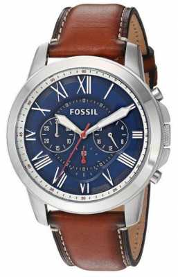 Fossil Mens Brown Leather Strap Blue Dial Stainless Steel Case FS5210 Fossil Mens Brown Leather Strap Blue Dial Stainless Steel Case FS5210