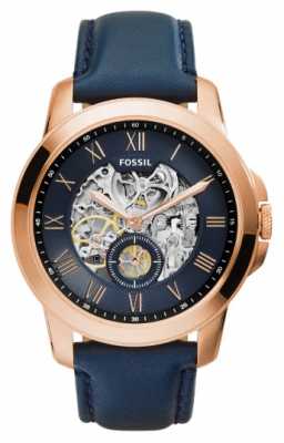 Fossil Mens Blue Leather Strap Gold Plated Stainless Steel Case ME3054 Fossil Mens Blue Leather Strap Gold Plated Stainless Steel Case ME3054