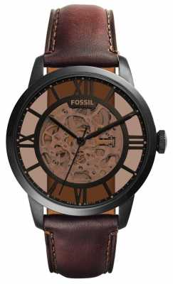 Fossil Mens Dark Brown Leather Strap Round Brown Dial ME3098 Fossil Mens Dark Brown Leather Strap Round Brown Dial ME3098