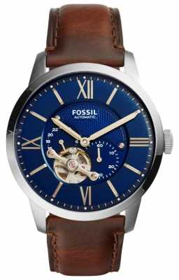 Fossil Mens Automatic Brown Leather Strap Round Blue Dial ME3110 Fossil Mens Automatic Brown Leather Strap Round Blue Dial ME3110