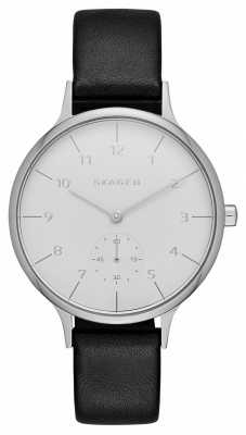 Skagen Womans Black Leather Strap Round White Dial SKW2415 Skagen Womans Black Leather Strap Round White Dial SKW2415