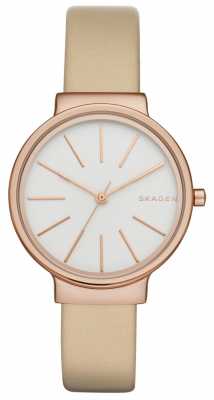 Skagen Womans Slim Beige Leather Strap White Dial SKW2481 Skagen Womans Slim Beige Leather Strap White Dial SKW2481