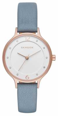 Skagen Womans Slim Grey Leather Strap White Dial SKW2497 Skagen Womans Slim Grey Leather Strap White Dial SKW2497