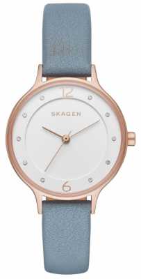 Skagen Womans Slim Grey Leather Strap White Dial SKW2497 Skagen Womans Slim Grey Leather Strap White Dial SKW2497