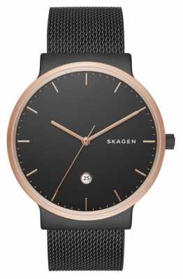Skagen Mens Black Stainless Steel Mesh Strap Black Dial SKW6296 Skagen Mens Black Stainless Steel Mesh Strap Black Dial SKW6296
