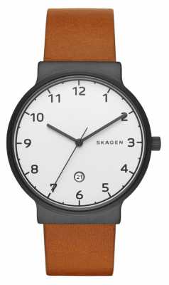 Skagen Mens Brown Leather Strap Round White Dial SKW6297 Skagen Mens Brown Leather Strap Round White Dial SKW6297