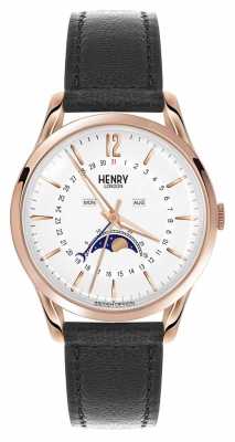 Henry London Richmond Rose Gold Case Black Leather Strap HL39-LS-0150 Henry London Richmond Rose Gold Case Black Leather Strap HL39-LS-0150
