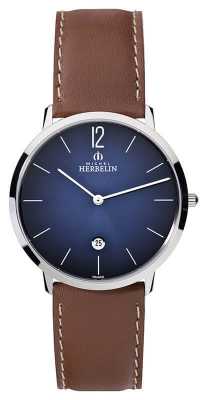 Michel Herbelin Mens Ikone Grande Brown Leather Strap Blue Dial 19515/15 Michel Herbelin Mens Ikone Grande Brown Leather Strap Blue Dial 19515/15