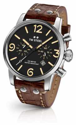 TW Steel Mens Maverick Chronograph Brown Leather Strap Black Dial MS3 TW Steel Mens Maverick Chronograph Brown Leather Strap Black Dial MS3