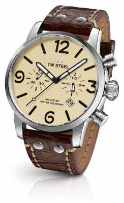 TW Steel Mens Maverick Chronograph Brown Leather Strap Cream Dial MS23 TW Steel Mens Maverick Chronograph Brown Leather Strap Cream Dial MS23
