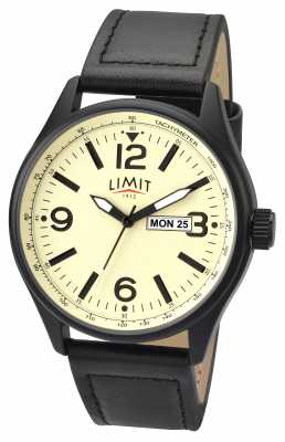Limit Mens Pilot Black Strap Creamdial 5620.01 Limit Mens Pilot Black Strap Creamdial 5620.01