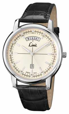 Limit Mens Black Leather Strap Cream Dial 5537.01 Limit Mens Black Leather Strap Cream Dial 5537.01