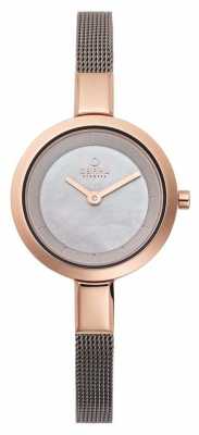 Obaku Womans Rose Gold Case Grey Leather Strap V129LXVJMJ Obaku Womans Rose Gold Case Grey Leather Strap V129LXVJMJ