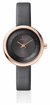 Obaku Womans Rose Gold Case Grey Leather Strap Grey Dial V146LXVJRJ Obaku Womans Rose Gold Case Grey Leather Strap Grey Dial V146LXVJRJ