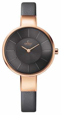 Obaku Womans Rose Gold Case Grey Leather Strap Grey Dial V149LXVJRJ Obaku Womans Rose Gold Case Grey Leather Strap Grey Dial V149LXVJRJ