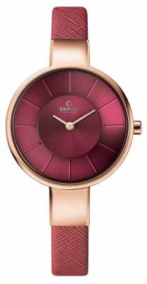 Obaku Womans Rose Gold Case Pink Leather Strap Pink Dial V149LXVQRD Obaku Womans Rose Gold Case Pink Leather Strap Pink Dial V149LXVQRD