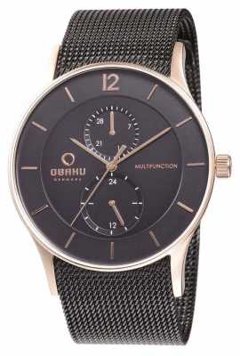 Obaku Mens Black Mesh Strap Black Dial Rose Gold Case V157GMVBMB Obaku Mens Black Mesh Strap Black Dial Rose Gold Case V157GMVBMB