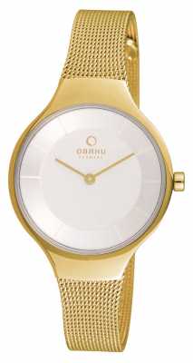 Obaku Womans Gold Case Gold Mesh Strap White Dial V166LXGIMG Obaku Womans Gold Case Gold Mesh Strap White Dial V166LXGIMG