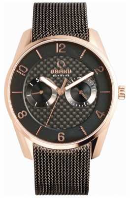 Obaku Mens Rose Gold Case Black Mesh Strap V171GMVBMB Obaku Mens Rose Gold Case Black Mesh Strap V171GMVBMB