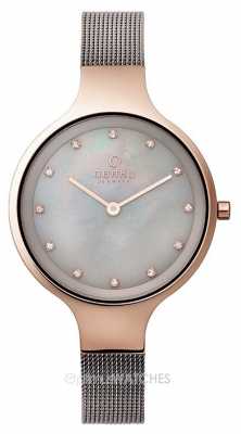 Obaku Womans Rose Gold Case Grey Mesh Strap V173LXVJMJ Obaku Womans Rose Gold Case Grey Mesh Strap V173LXVJMJ