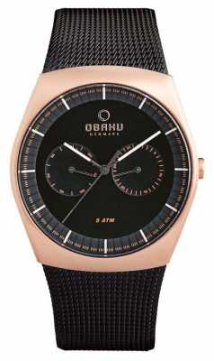 Obaku Mens Rose Gold Case Black Mesh Strap Black Dial V176GMVBMB Obaku Mens Rose Gold Case Black Mesh Strap Black Dial V176GMVBMB