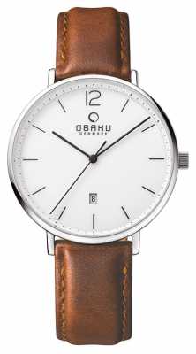 Obaku Mens Steel Case Brown Leather Strap White Dial V181GDCWRN Obaku Mens Steel Case Brown Leather Strap White Dial V181GDCWRN