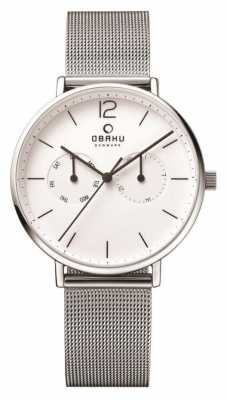 Obaku Mens Steel Case Steel Mesh Strap White Dial V182GMCWMC Obaku Mens Steel Case Steel Mesh Strap White Dial V182GMCWMC