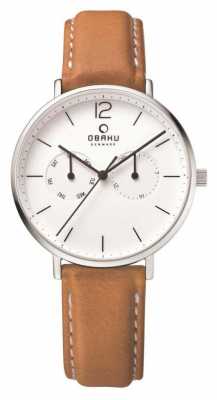 Obaku Mens Steel Case Light Brown Leather Strap White Dial V182GMCWRZ Obaku Mens Steel Case Light Brown Leather Strap White Dial V182GMCWRZ