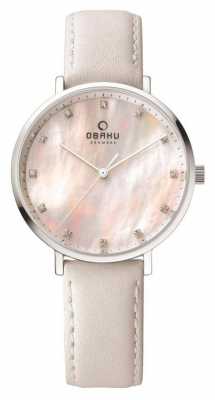 Obaku Womans Steel Case White Leather Strap V186LXCPRW Obaku Womans Steel Case White Leather Strap V186LXCPRW