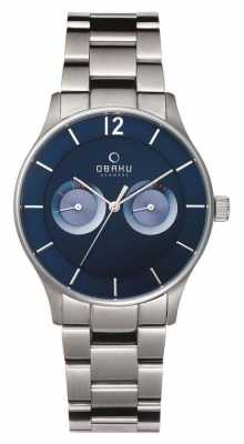 Obaku Mens Steel Case Steel Strap Blue Chronograph Dial V192GMCLSC Obaku Mens Steel Case Steel Strap Blue Chronograph Dial V192GMCLSC