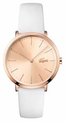Lacoste Womans White Leather Strap Gold Dial Gold Case 2000949 Lacoste Womans White Leather Strap Gold Dial Gold Case 2000949