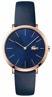 Lacoste Womans Navy Leather Strap Navy Dial Gold Case 2000950 Lacoste Womans Navy Leather Strap Navy Dial Gold Case 2000950