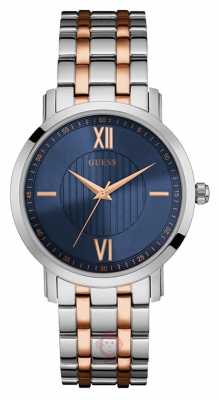 Guess Mens Two Tone Strap Analogue Blue Dial W0716G2 Guess Mens Two Tone Strap Analogue Blue Dial W0716G2