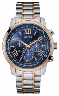 Guess Mens Horizon Two Tone Metal Strap Blue Chronograph Dial W0379G7 Guess Mens Horizon Two Tone Metal Strap Blue Chronograph Dial W0379G7